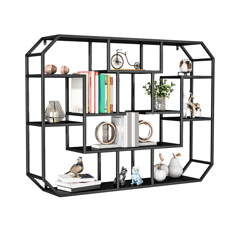 Industrial Iron Bookshelf Wall Mounted Bookshelf for Office and Family Living Room