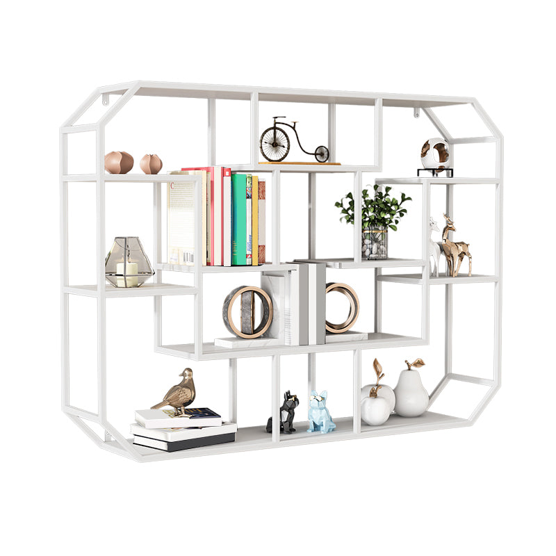 Industrial Iron Bookshelf Wall Mounted Bookshelf for Office and Family Living Room