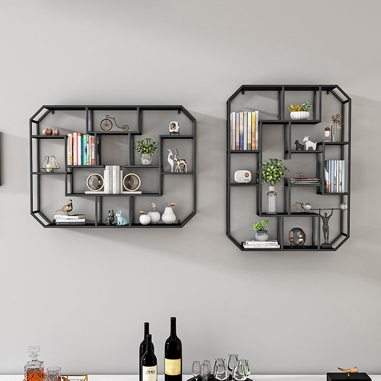 Industrial Iron Bookshelf Wall Mounted Bookshelf for Office and Family Living Room