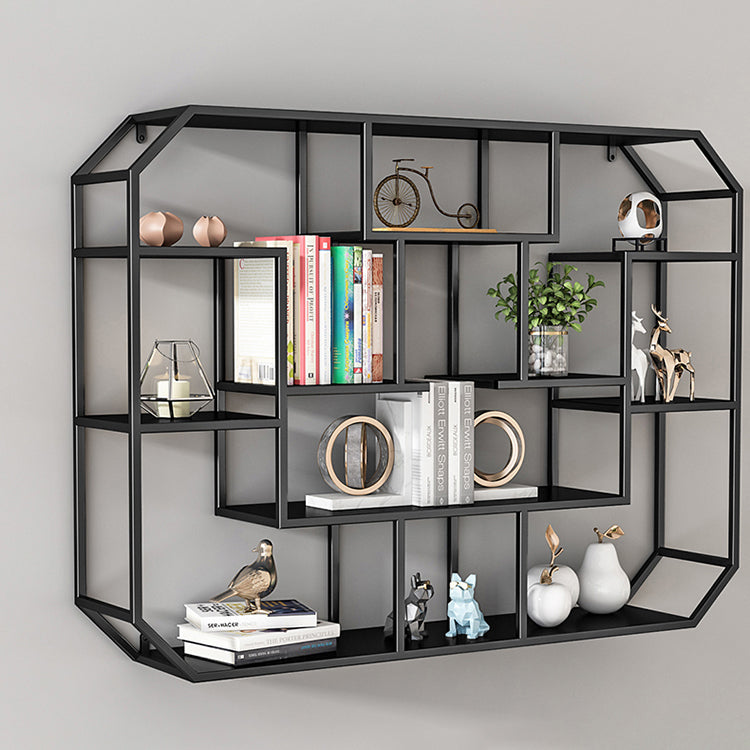 Industrial Iron Bookshelf Wall Mounted Bookshelf for Office and Family Living Room