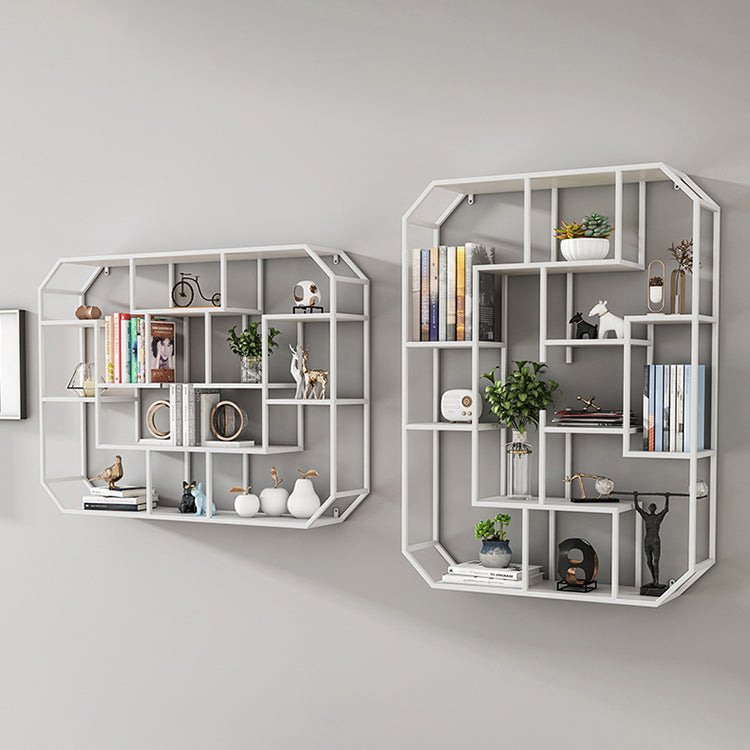 Industrial Iron Bookshelf Wall Mounted Bookshelf for Office and Family Living Room