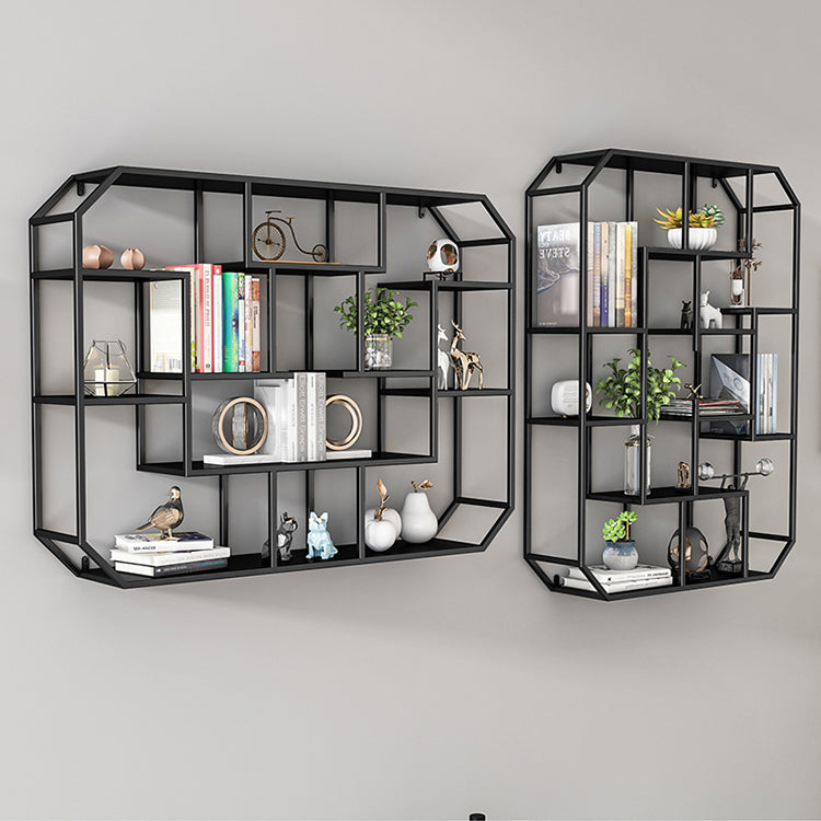Industrial Iron Bookshelf Wall Mounted Bookshelf for Office and Family Living Room