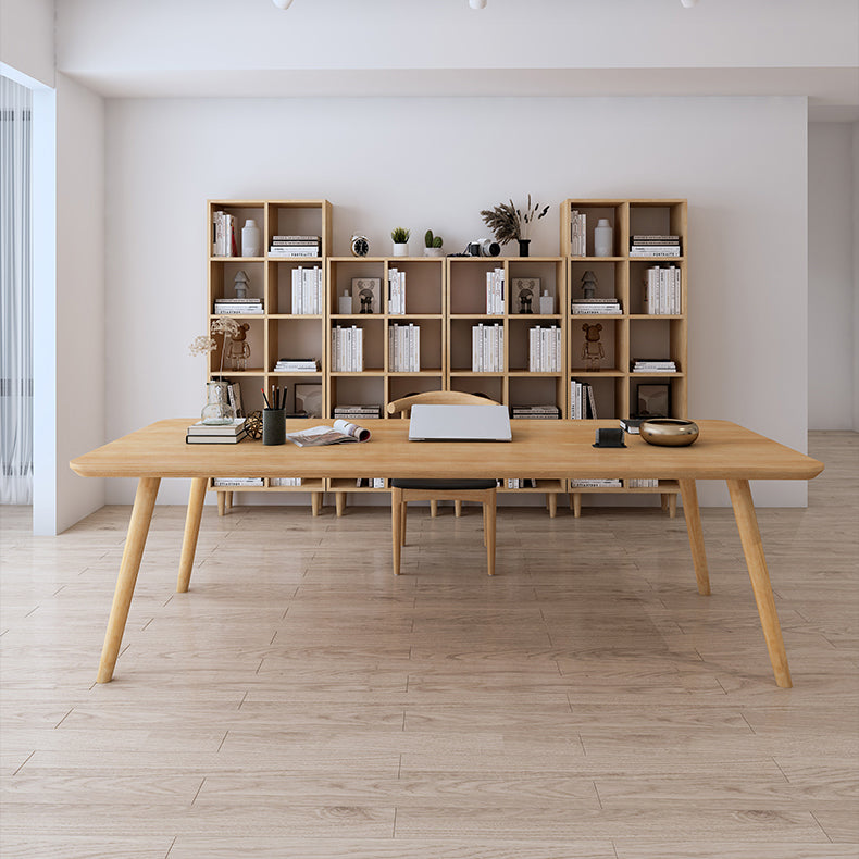 Modern Style Curved Office Desk Solid Wood Parsons Home Use Desk