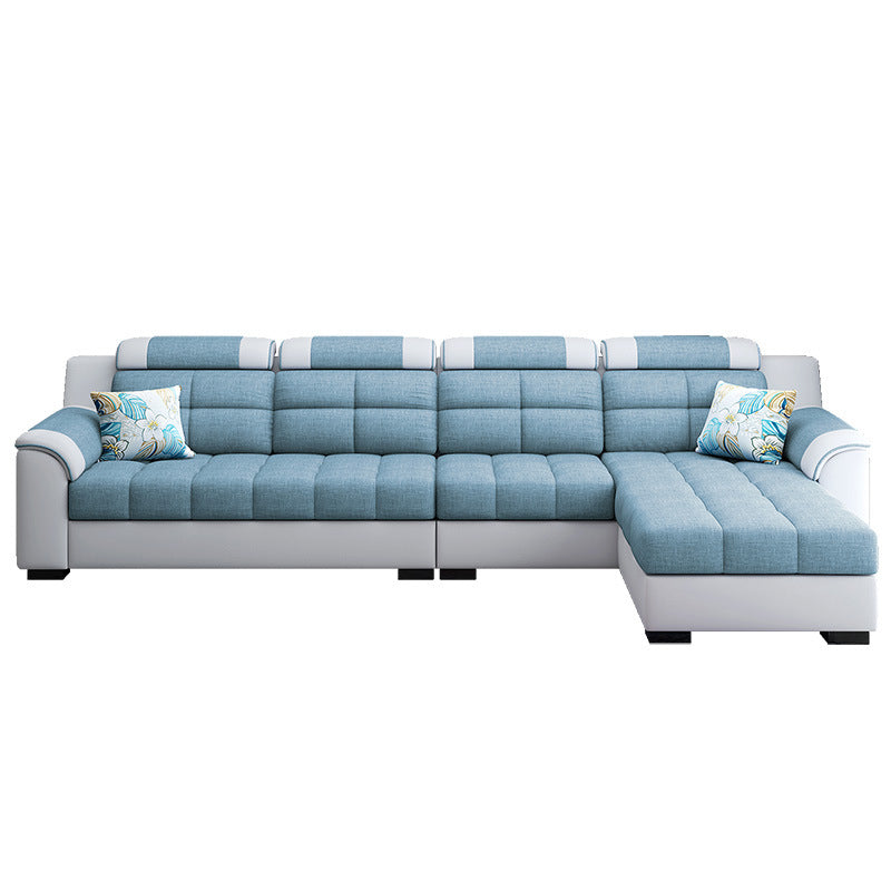 Sewn Pillow Back Sofa with Ottoman Included and Storage for Four People