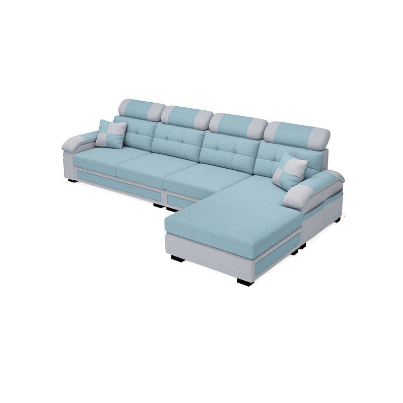 Scandinavian Pillow Top Arm Sectional with Tufted Back and Storage
