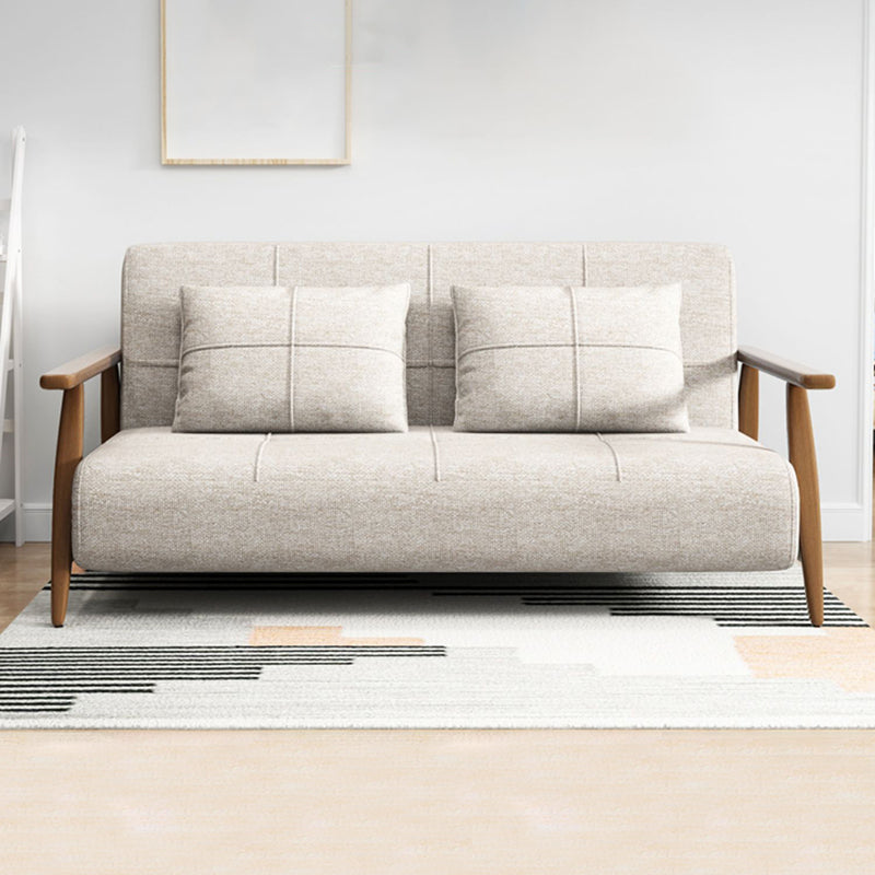Convertible Cotton Blend and Faux Leather Modern Sofa Bed in Brown