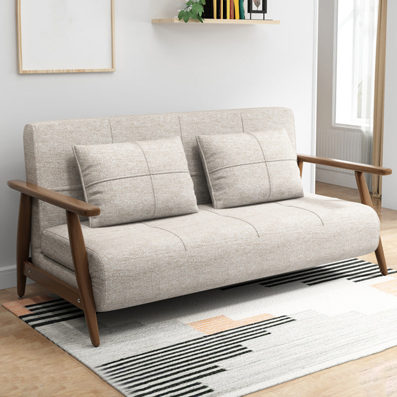 Convertible Cotton Blend and Faux Leather Modern Sofa Bed in Brown
