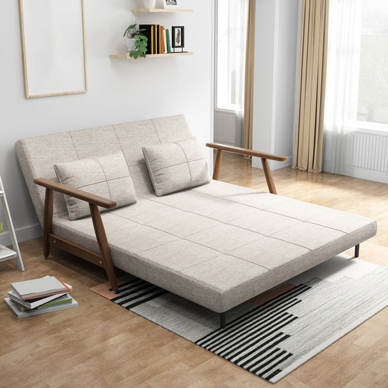 Convertible Cotton Blend and Faux Leather Modern Sofa Bed in Brown