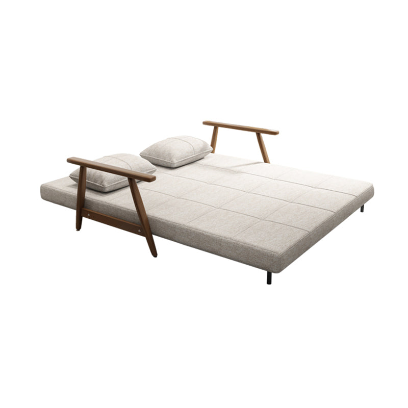 Convertible Cotton Blend and Faux Leather Modern Sofa Bed in Brown