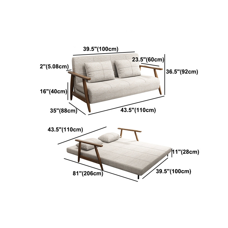 Convertible Cotton Blend and Faux Leather Modern Sofa Bed in Brown
