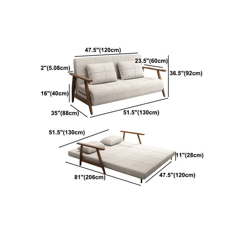 Convertible Cotton Blend and Faux Leather Modern Sofa Bed in Brown