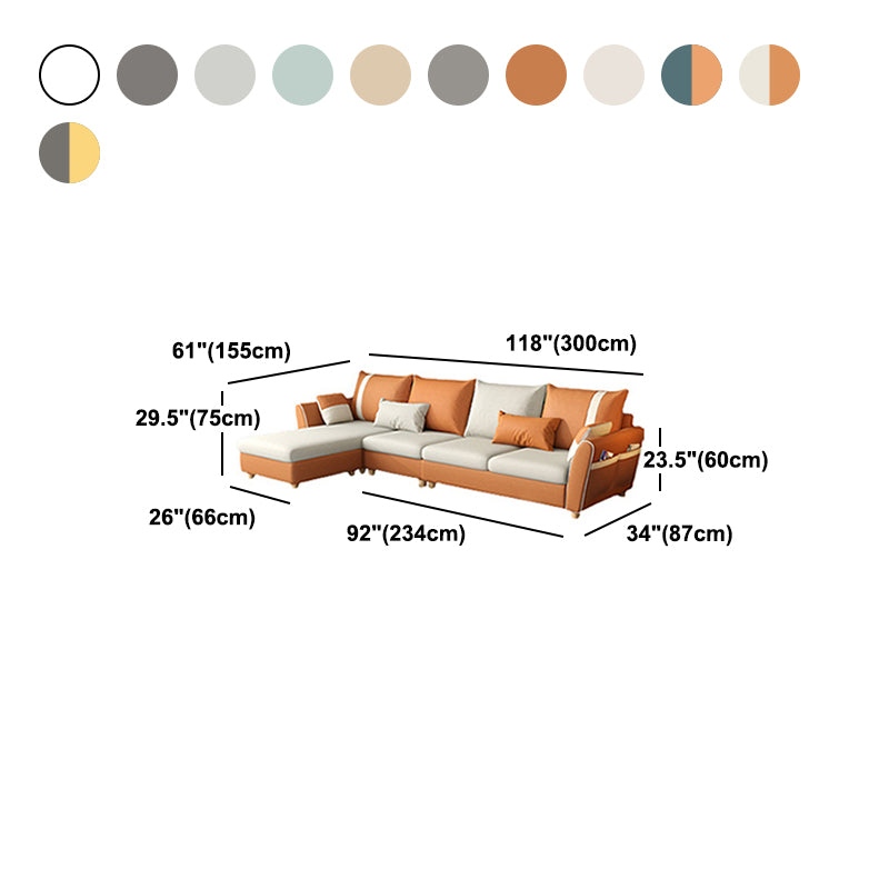 4-seater Sectional with Four Pillows Back and Storage for Apartment