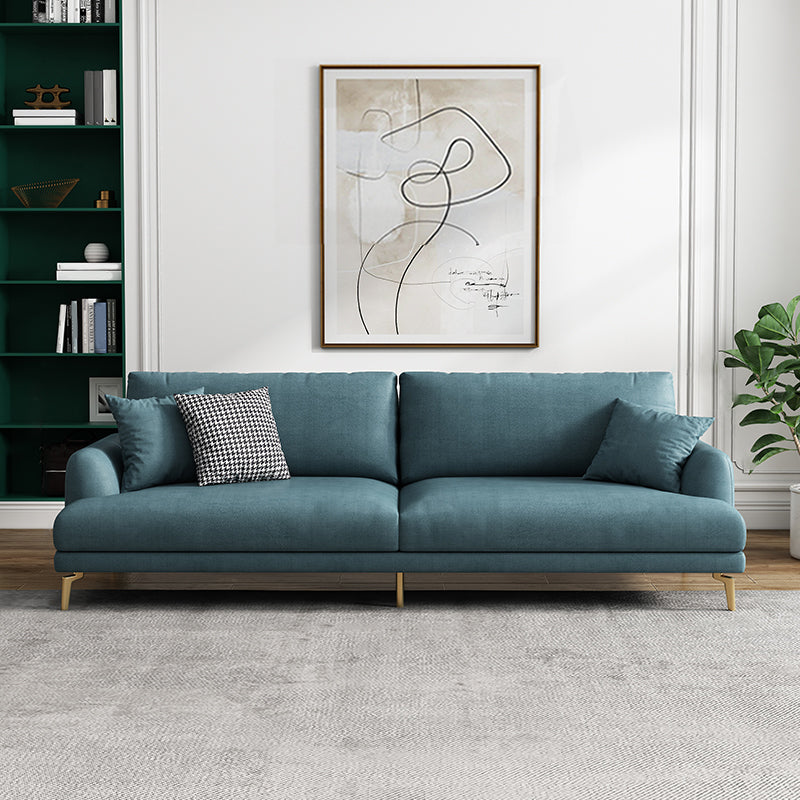 Contemporary Faux Leather Recessed Arm Furniture Sectionals in Green