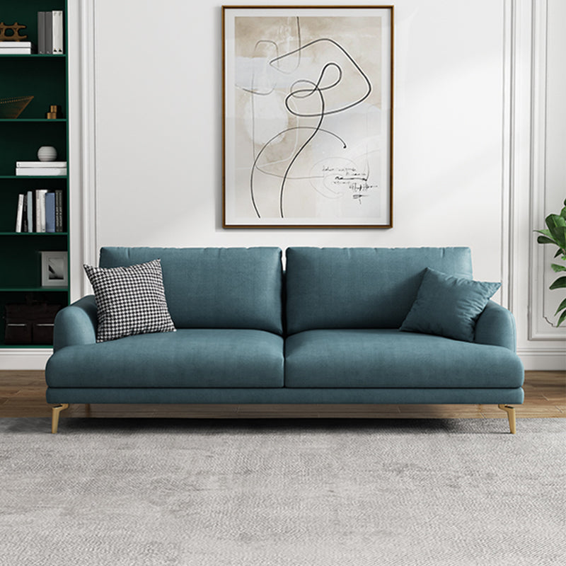 Contemporary Faux Leather Recessed Arm Furniture Sectionals in Green