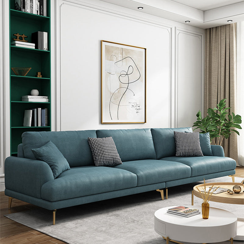 Contemporary Faux Leather Recessed Arm Furniture Sectionals in Green