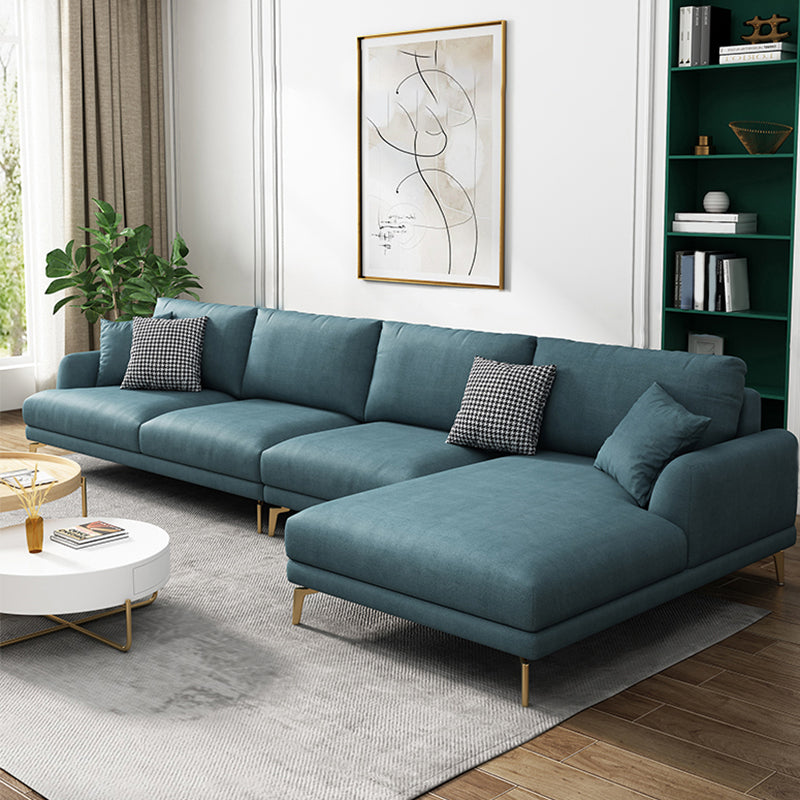Contemporary Faux Leather Recessed Arm Furniture Sectionals in Green