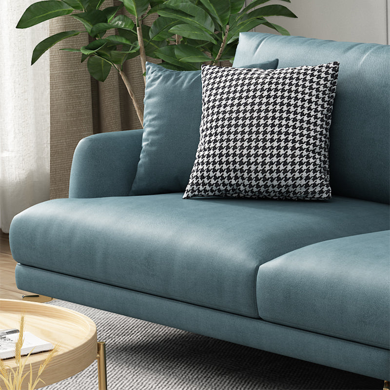 Contemporary Faux Leather Recessed Arm Furniture Sectionals in Green