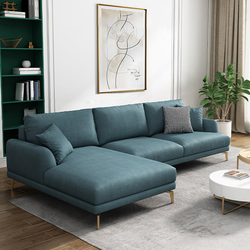 Contemporary Faux Leather Recessed Arm Furniture Sectionals in Green