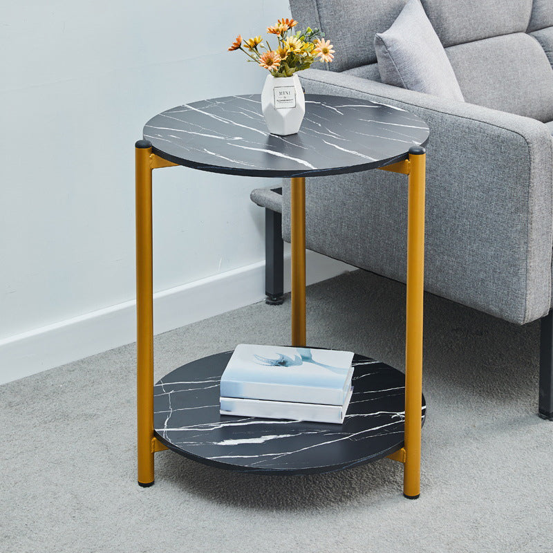 3 Legs Base Design Cocktail Table Brown/white/black Wood-paneled Round Coffee Table