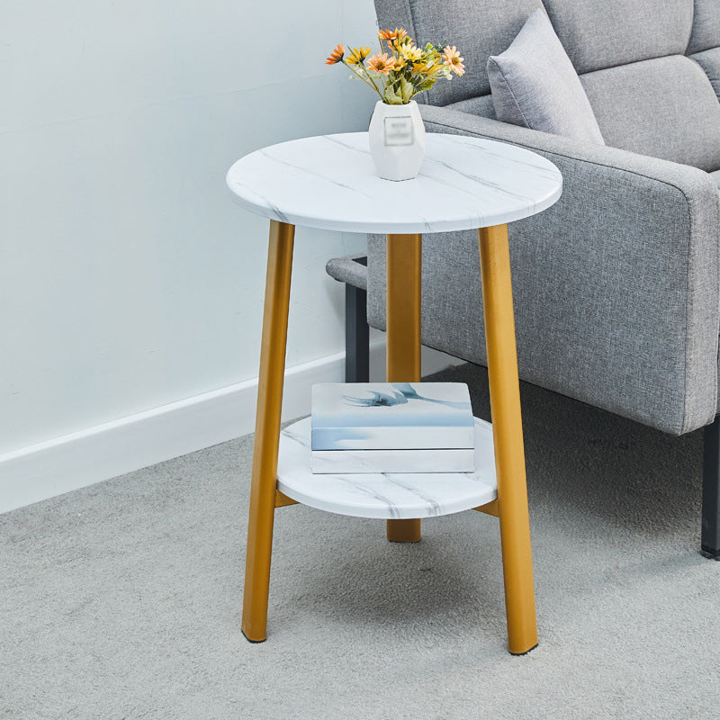 3 Legs Base Design Cocktail Table Brown/white/black Wood-paneled Round Coffee Table