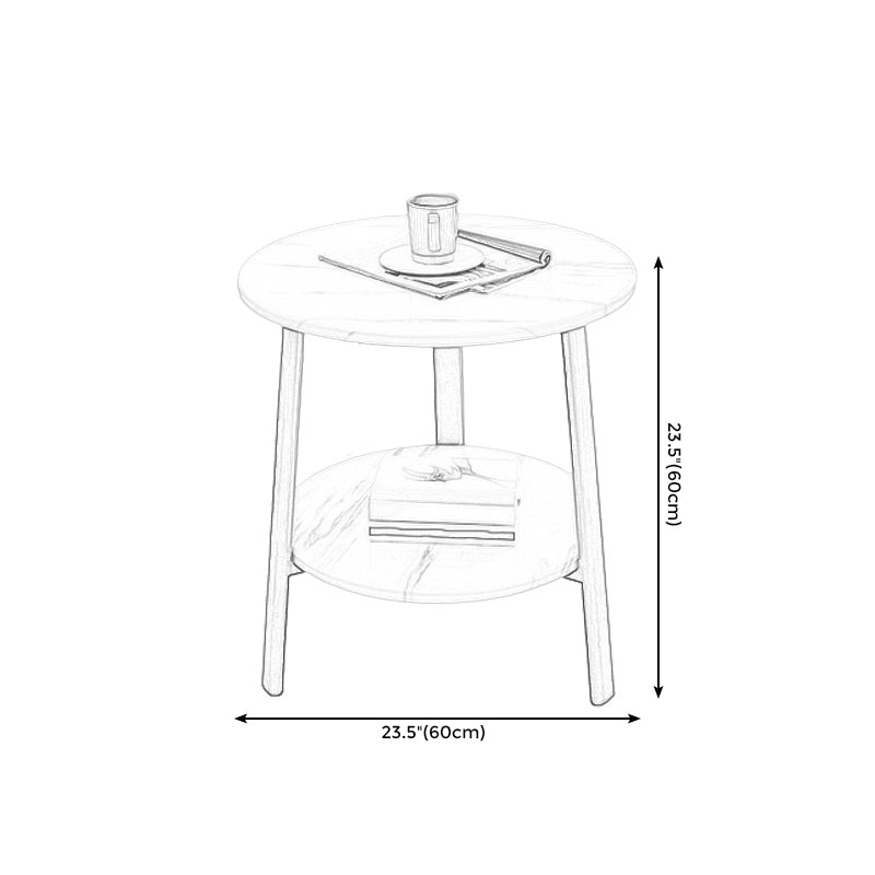 3 Legs Base Design Cocktail Table Brown/white/black Wood-paneled Round Coffee Table