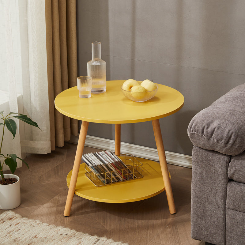 Traditional Style Cocktail Table Artificial Wood White/yellow/natural Color Coffee Table