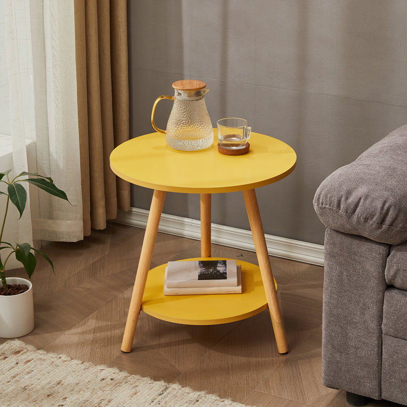 Traditional Style Cocktail Table Artificial Wood White/yellow/natural Color Coffee Table