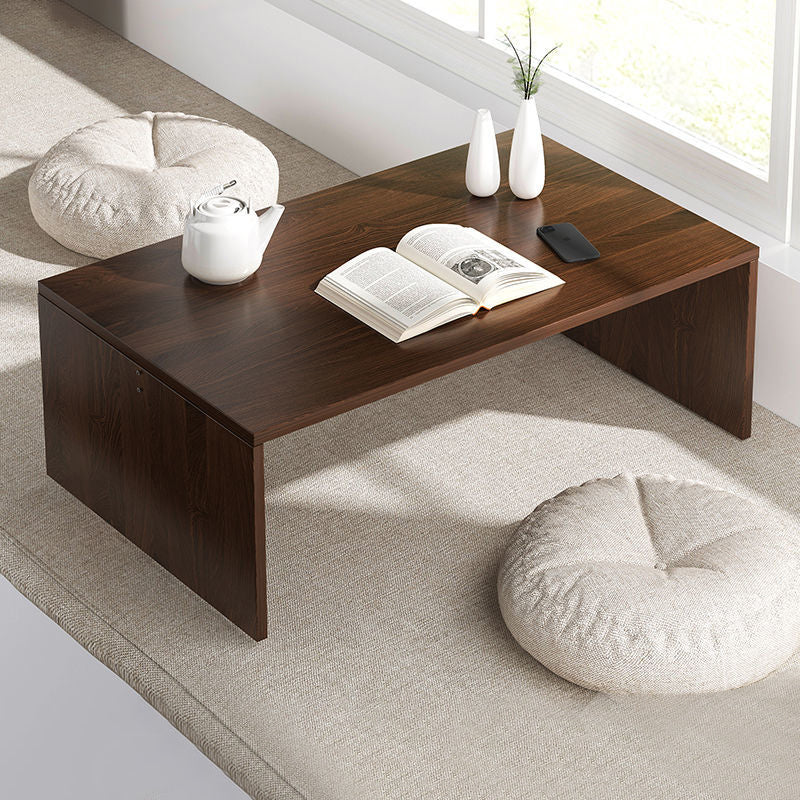 12.5"/15.7" Tall Modern Sled Base Wood Rectangular Table Top Coffee Table