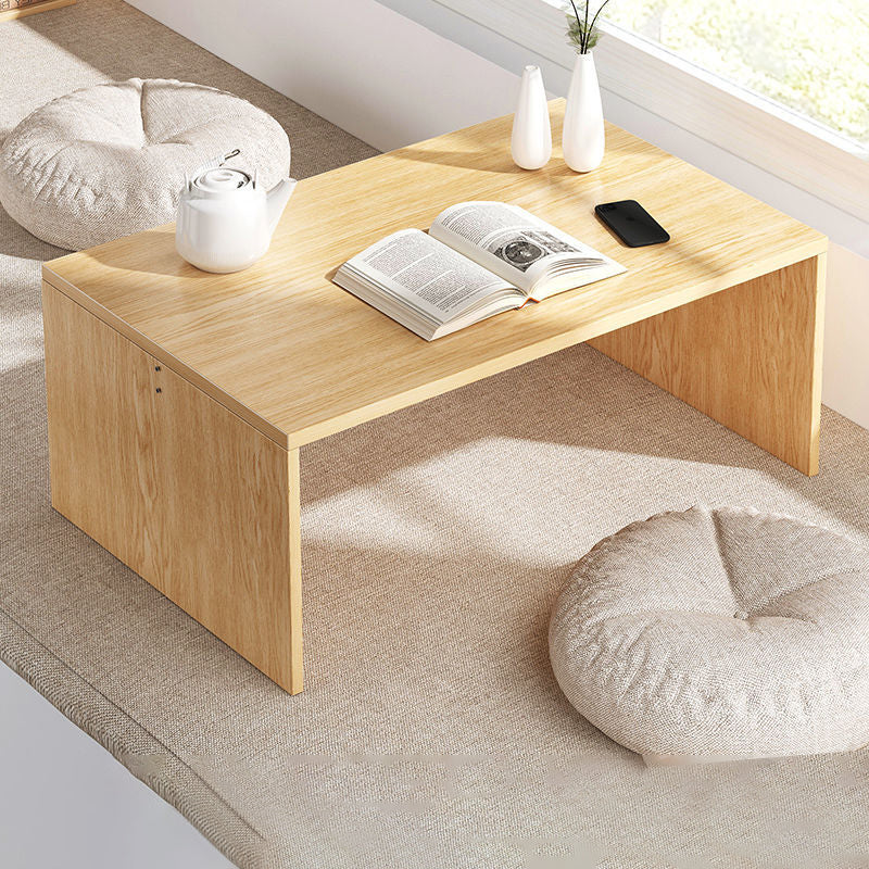 12.5"/15.7" Tall Modern Sled Base Wood Rectangular Table Top Coffee Table