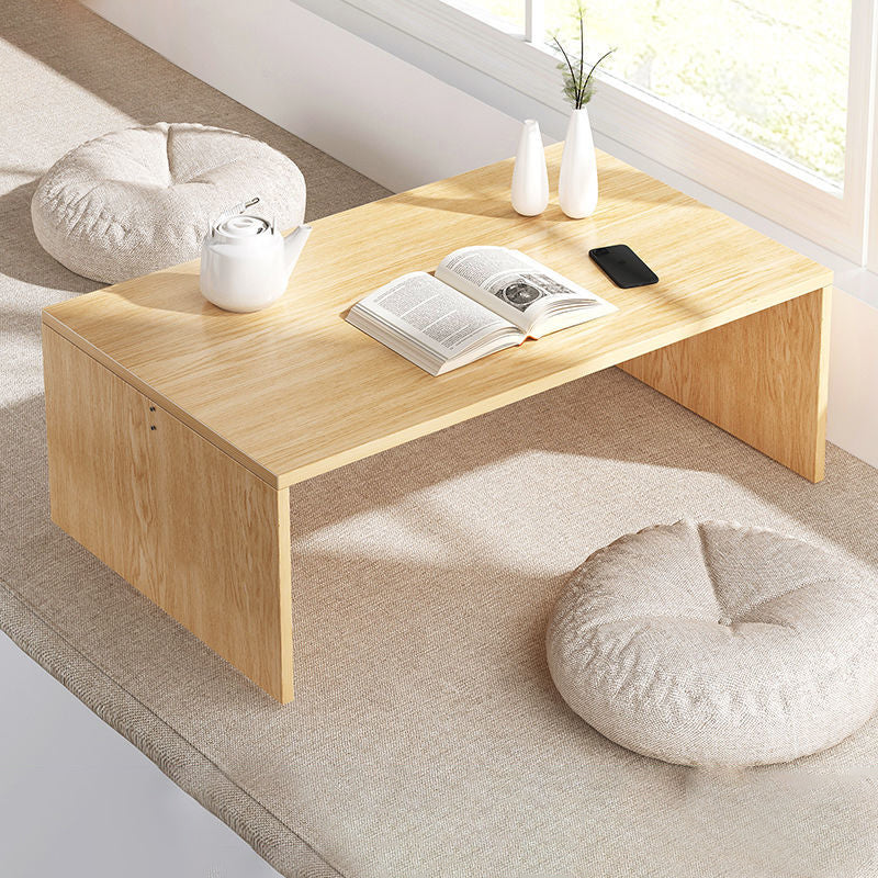 12.5"/15.7" Tall Modern Sled Base Wood Rectangular Table Top Coffee Table