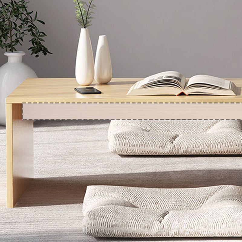 12.5"/15.7" Tall Modern Sled Base Wood Rectangular Table Top Coffee Table
