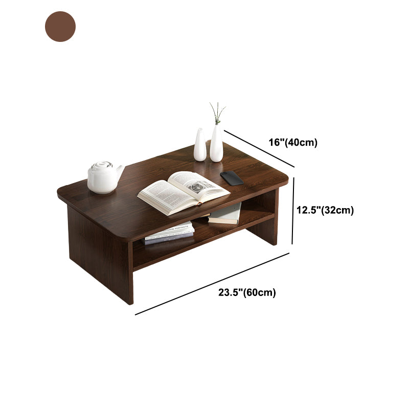 12.5"/15.7" Tall Modern Sled Base Wood Rectangular Table Top Coffee Table