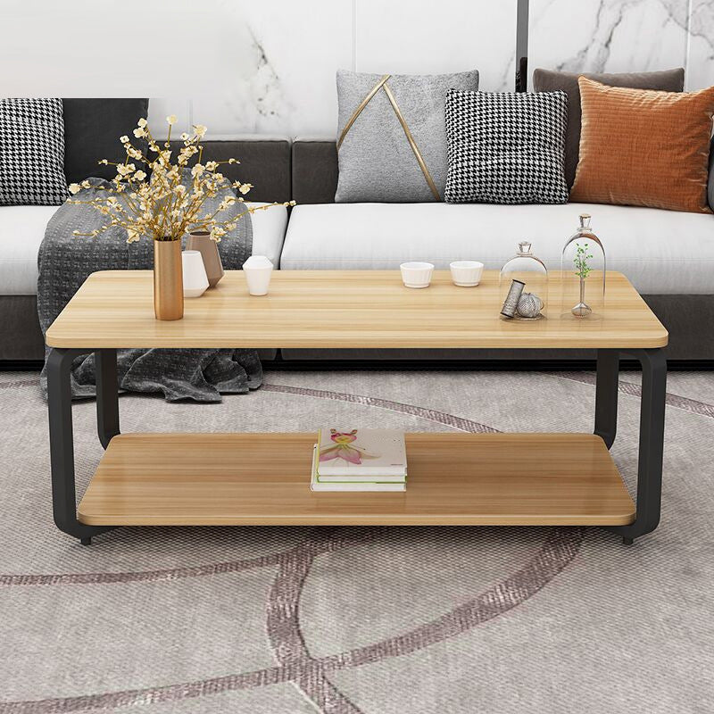 16.5" Tall Modern Steel Sled Base Rectangular Slate Table Top Coffee Table