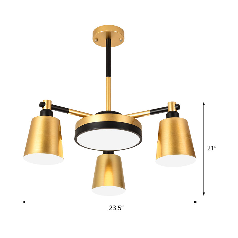 Baril moderniste et chandelier rond Iron 3/5/6 Lights salon plafond plafond s'accompagnement en or