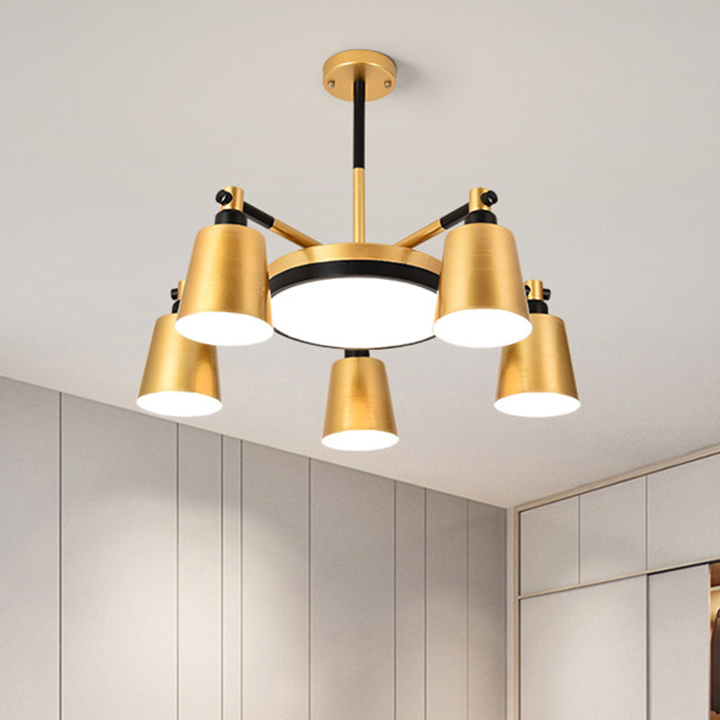 Baril moderniste et chandelier rond Iron 3/5/6 Lights salon plafond plafond s'accompagnement en or