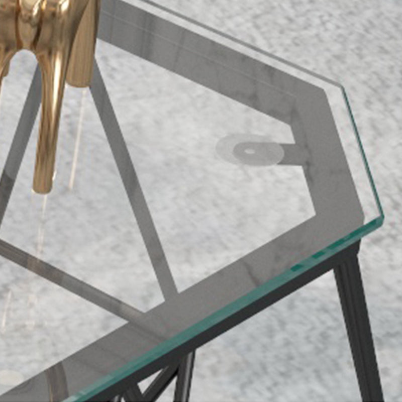 19.6"tall Modern Metal Frame Base Glass Octagonal Coffee Table
