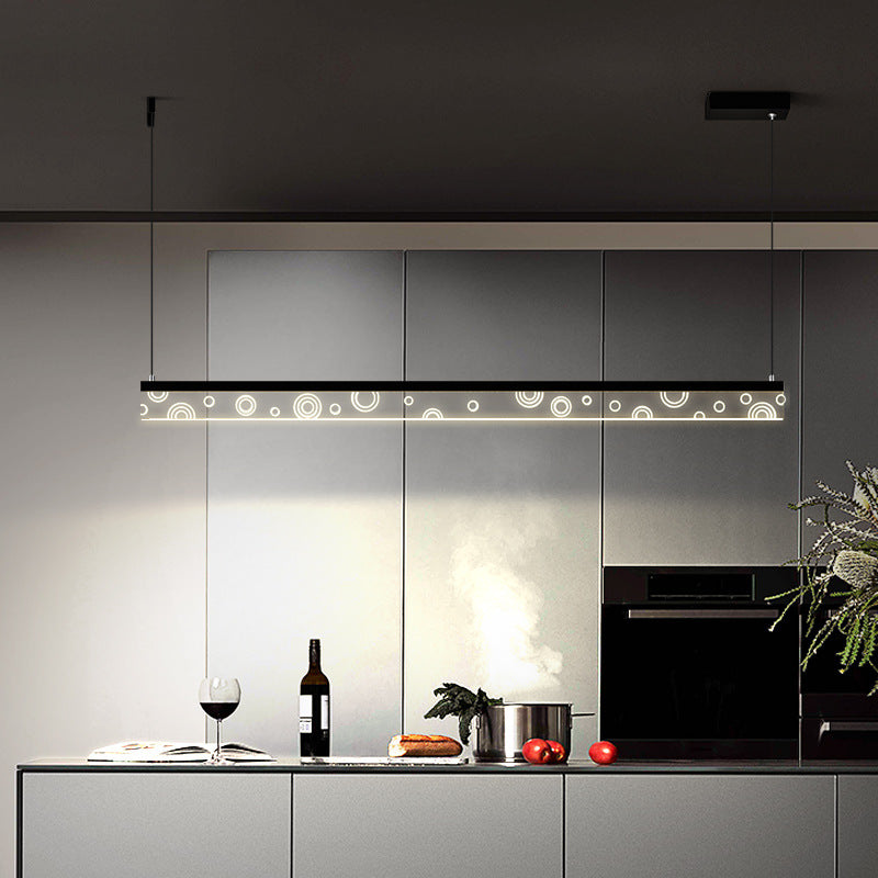 Minimalist Circle Print Suspension Lamp Aluminum Dining Room LED Island Light