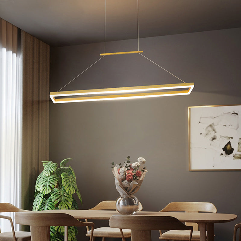 Minimalist Dining Room Island Lamp Aluminum Rectangular LED Pendant Light Fixture