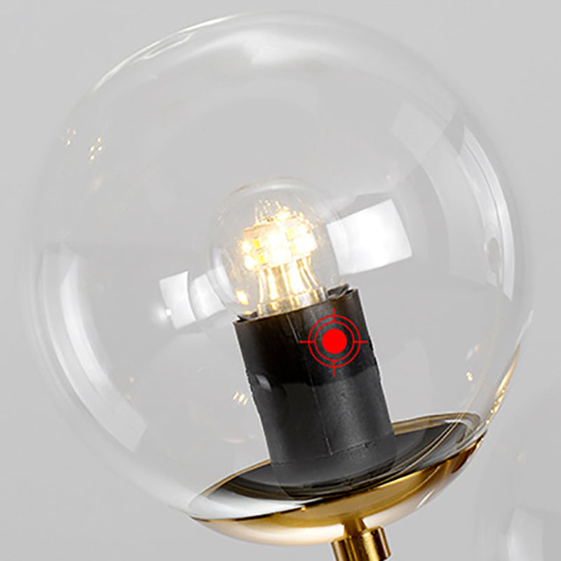 Nordic Glass Island Light Gold Globe 6 Lights Island Pendant for Dining Room