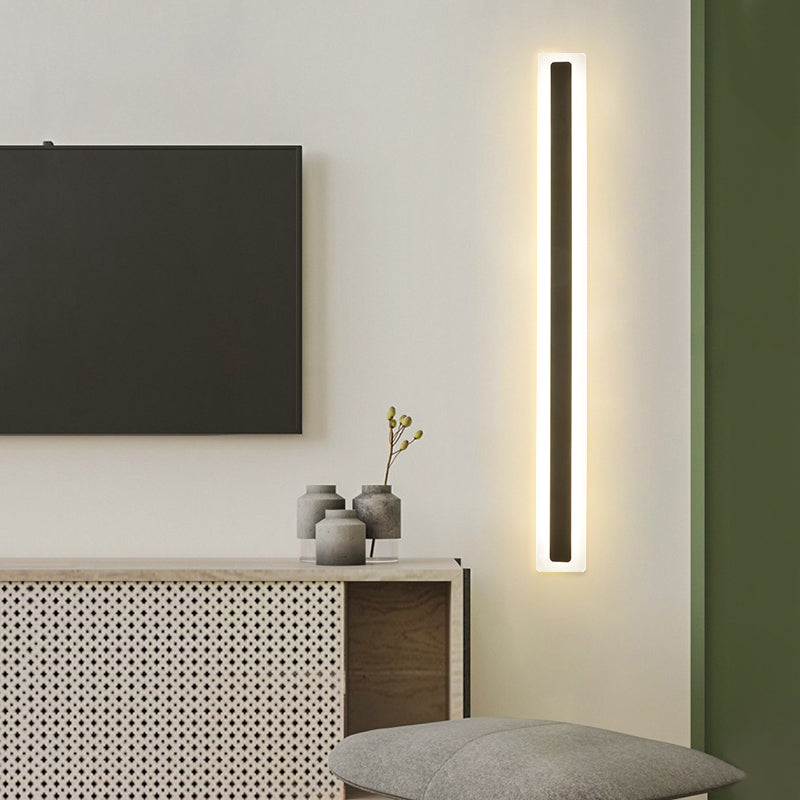 Metal Linear Shade Wall Sconce Modern Style 1- Light Wall Mounted Light in Black