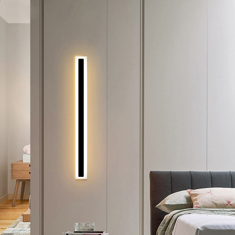 Metal Linear Shade Wall Sconce Modern Style 1- Light Wall Mounted Light in Black