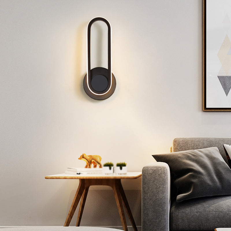 Oval Shade Metal Wall Sconce Modern Style Single Light Wall Mounted Light