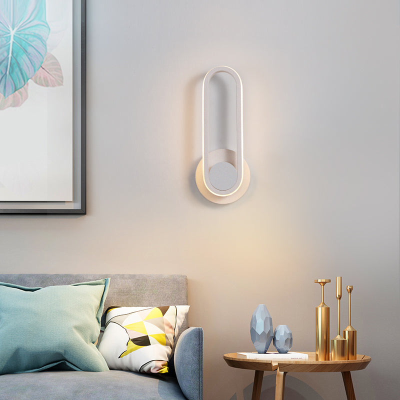 Oval Shade Metal Wall Sconce Modern Style Single Light Wall Mounted Light