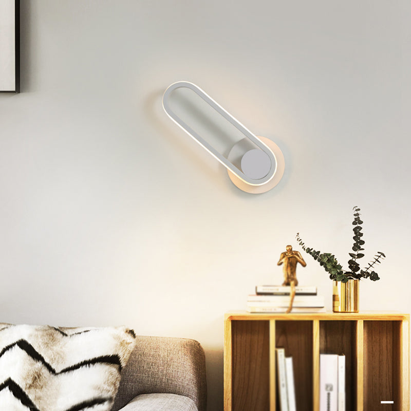 Oval Shade Metal Wall Sconce Modern Style Single Light Wall Mounted Light