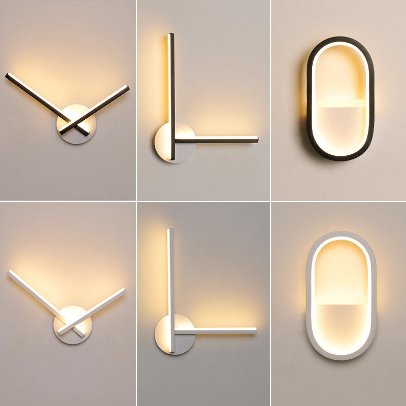 Modern Simple Metal Wall Light Geometry LED Wall Lamp with Acrylic Shade for Bedroom