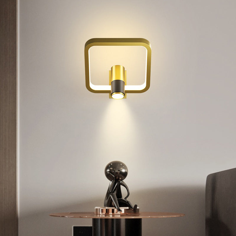 Light Luxury Metal Wall Light Geometry LED Wall Lamp with Silica Gel Shade for Bedroom