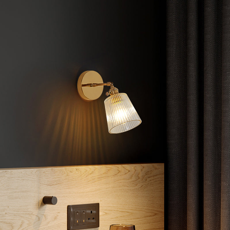 Nordic Brass Wall Light Geometric 1 Light Wall Sconce with Glass for Living Room