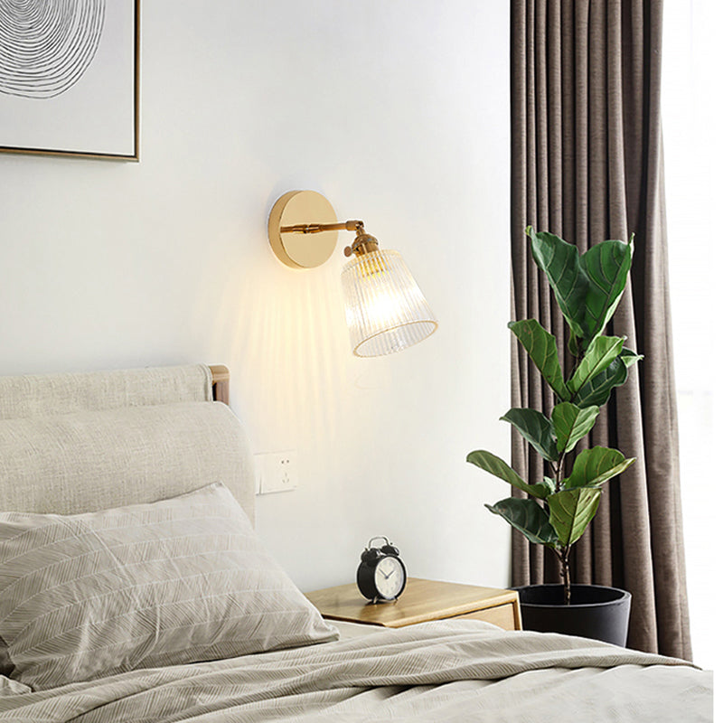 Nordic Brass Wall Light Geometric 1 Light Wall Sconce with Glass for Living Room
