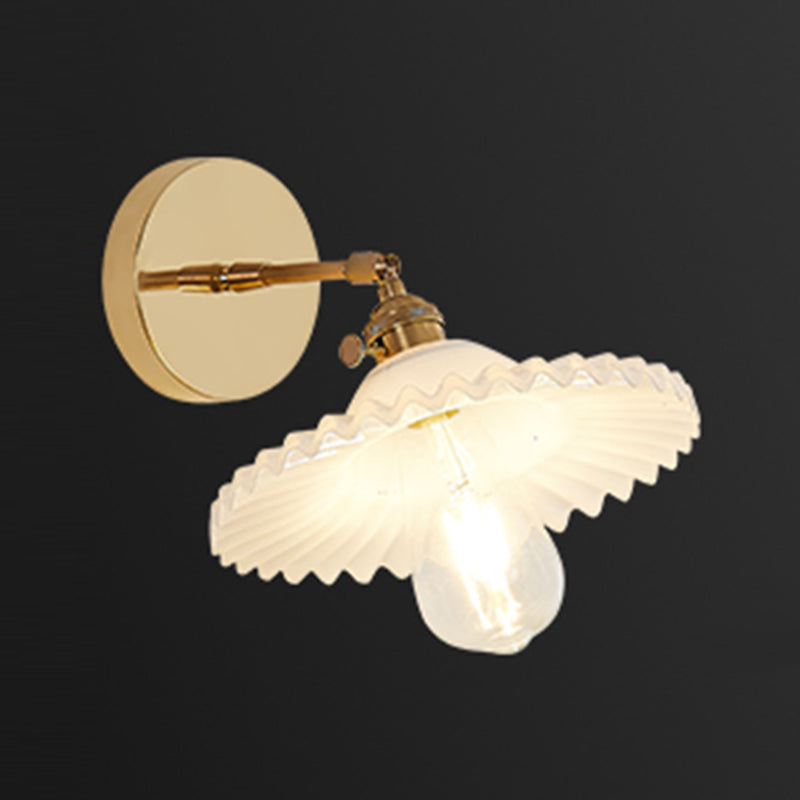 Nordic Brass Wall Light Geometric 1 Light Wall Sconce with Glass for Living Room