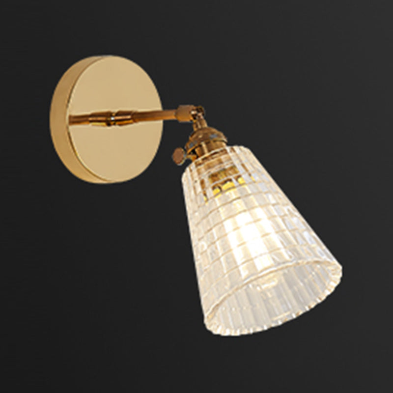 Nordic Brass Wall Light Geometric 1 Light Wall Sconce with Glass for Living Room